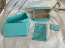 Tiffany Co. Blue Eyeglass Sunglasses Hard Case/Dust Pouch/Cleaning Cloth Set