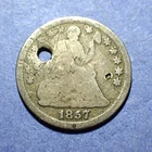 1857 Liberty Seated Half Dime  Good details