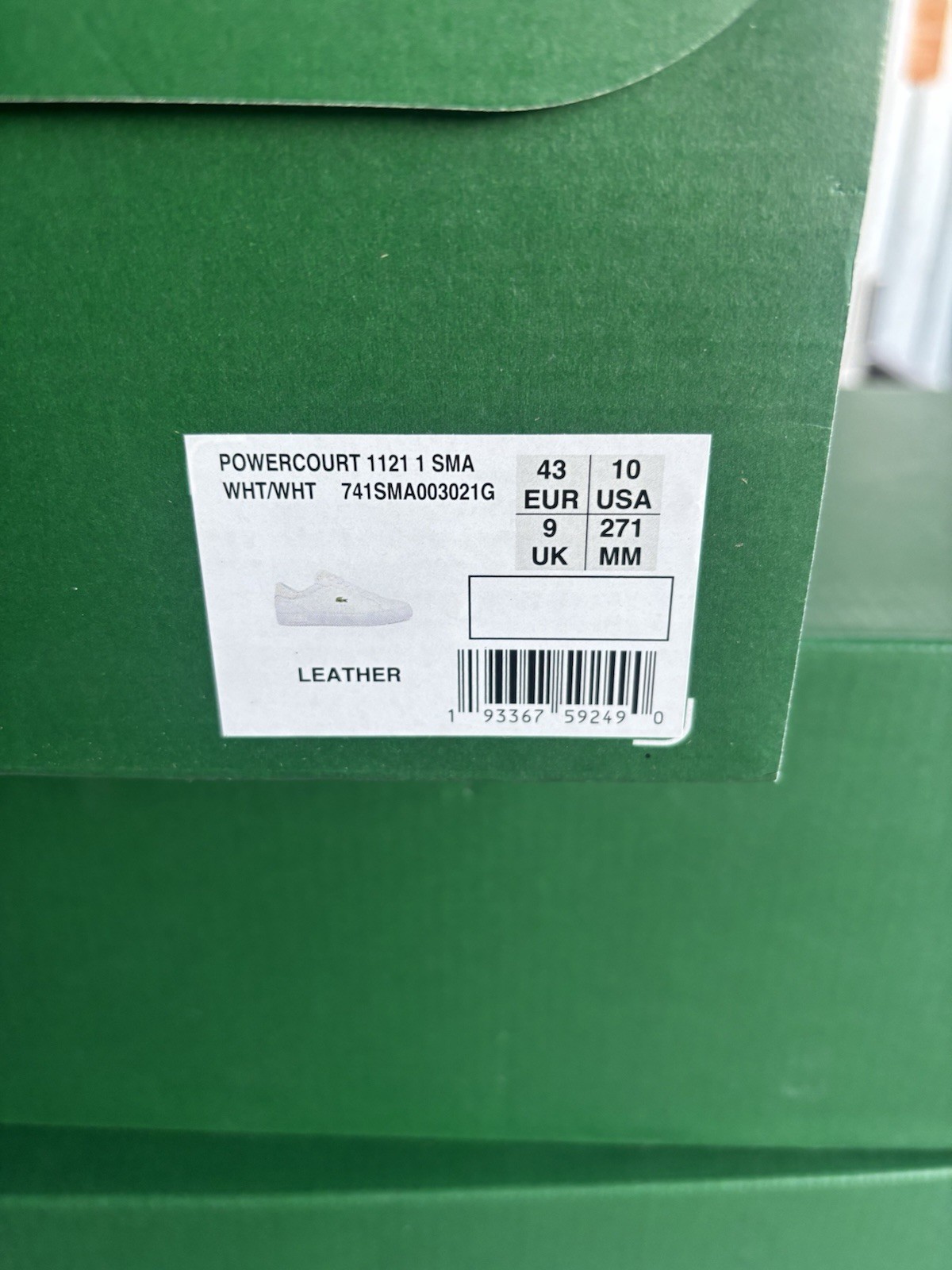 New Mens Lacoste Powercourt Leather Sneakers White Size 10