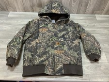 Carhartt Jacket Youth Medium 10-12 Camo Realtree Quilted Hood Camo Zip EXCELLENT