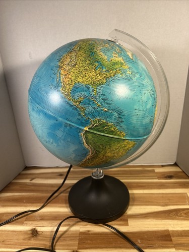 Vtg Rand McNally Light-up Lighted Physical Political World Globe Lamp 12" 1982 - Picture 5 of 7