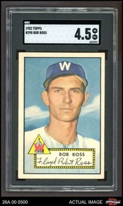 1952 Topps #298 Bob Ross Senators SHORT-PRINT SGC 4.5 - VG/EX+