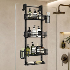 Over the Door Shower Caddy Four Tier Hanging Organizer with Hooks and Holders