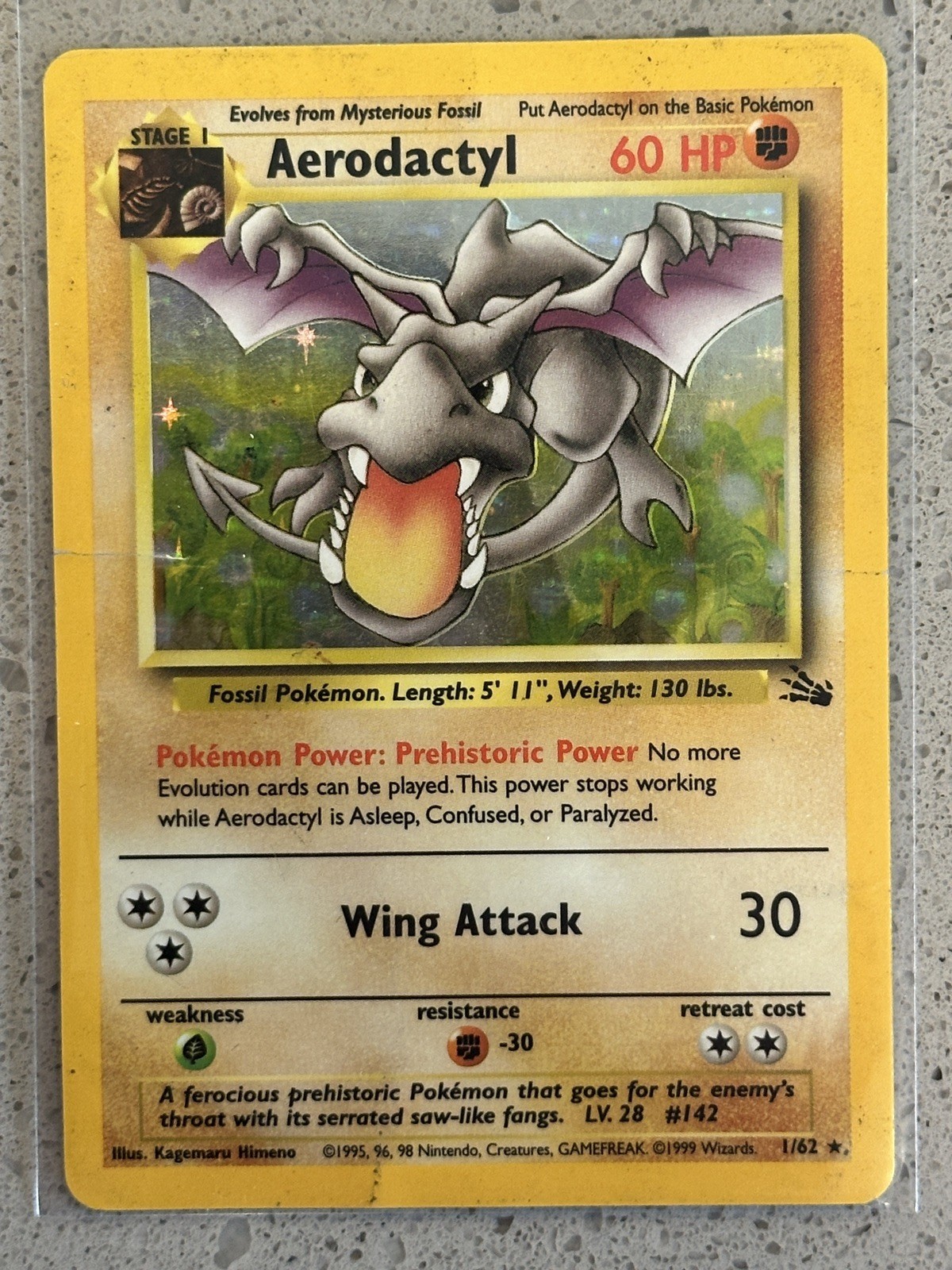 Pokemon Aerodactyl 1/62 Fossil Holo Rare LP