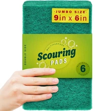 DecorRack 6 X-Large Scouring Pads 9" x 6" Extra Large Dish Pad for Heavy Duty...