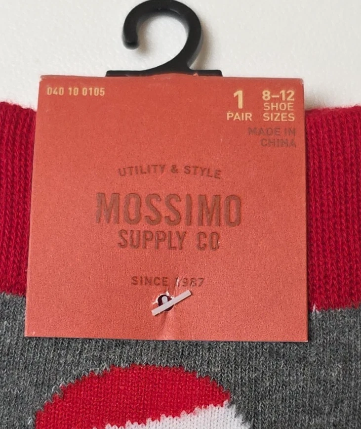 MOSSIMO Calcetines Navidad Calavera Hueso Santa Sombrero Gris/Rojo Hombre Zapato Talla 8-11 Foto 2 de 4