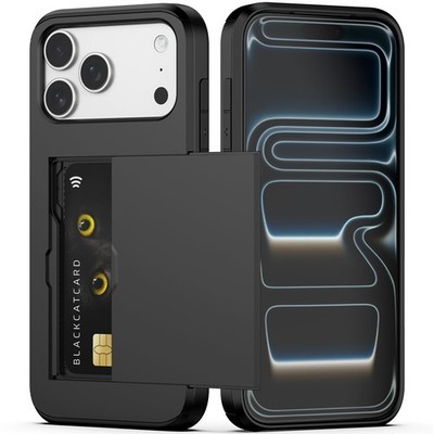Nvollnoe Compatible with iPhone 17 Pro Max Case with Card Holder Dual Layer Heav