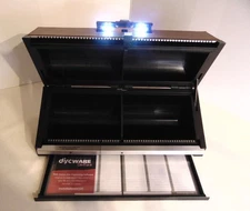 DiscGear Selector 120HD Faux Brown Leather WITH LIGHT Storage Holder Case CD DVD