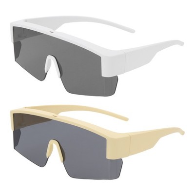 2 Sonnenbrillen für Sport und Radsport, Rahmen sand weiß & beige, grau