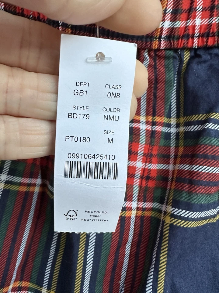 Calzoncillos boxer a cuadros J.Crew para hombre M nuevos con etiquetas algodón tartán azul marino rojo verde para dormir Foto 4 de 4