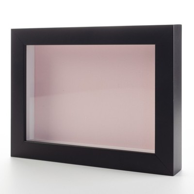 Black 10x20 Wood Shadow Box With Pink Acid-Free Backing 11/16 Usable Depth