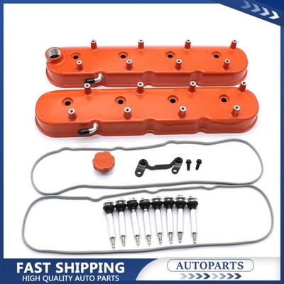 2PCS Aluminum Orange Tall LS Valve Covers For Chevy LS1 LS2 LS3 LS6 LSX 241-164