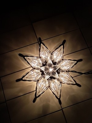 Vintage White Light Silver Star Christmas Tree Topper WORKS