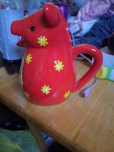 Vtg Hand Painted Cow Creamer By Mww Market 1990's Made In China Good Shape...