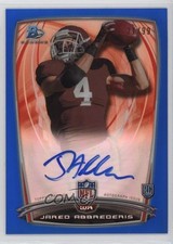 2014 Bowman Rookie Chrome Refractor Blue Border /99 Jared Abbrederis Auto 13t0