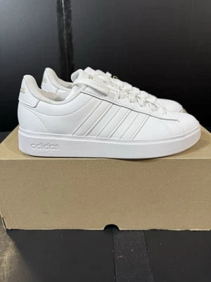 Adidas Grand Court 2.0 Tennis Shoes White w/ Gold Metallic Women's Size 8 - Image 1 of 4