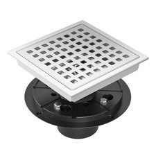 6 Inch Square Shower Drain Chrome, Bathroom Floor Drain, Stainless Steel Drai...