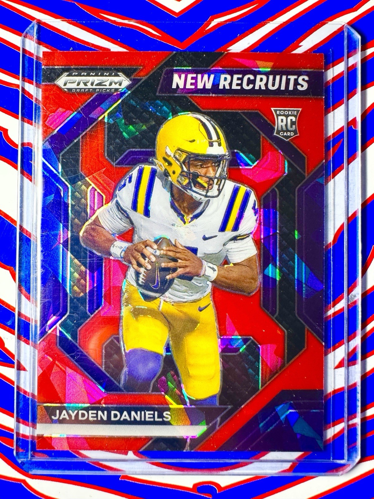 2024 Prizm Draft Picks Jayden Daniels New Recruits Red Cracked Ice RC SP #NR-JDS