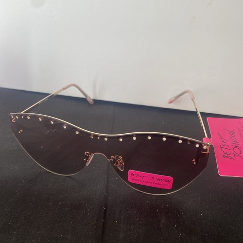 Occhiali da sole donna Betsey Johnson rosa strass e oro nuovi con etichetta - Foto 4 di 12