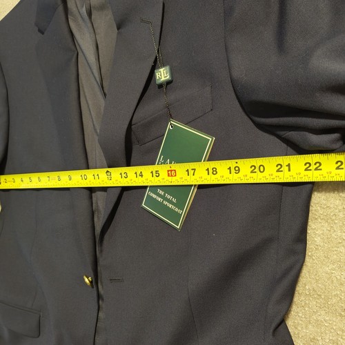 NWT 40R Ralph Lauren POLO Gold Buttons Blue Wool Blazer Jacket Sport navy - Picture 4 of 12
