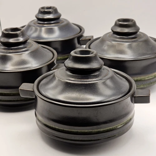 Set of Four Vintage Denby Stoneware Kismet Blue Covered Round Casserole Bowl 2QT