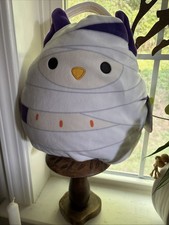 Squishmallows Original Holly Mummy Owl Halloween Treat Pail New
