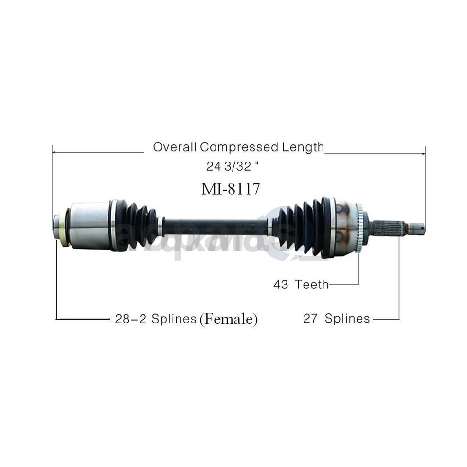2 Front TrakMotive CV Axle Joint Shaft For Mitsubishi Diamante 2001 2000 1998 - Image 3 of 3