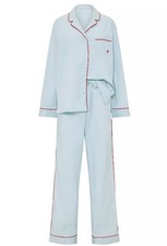 NEW Victoria's Secret Heritage 100 Cotton Long Pajama Set Coastal Blue Size L