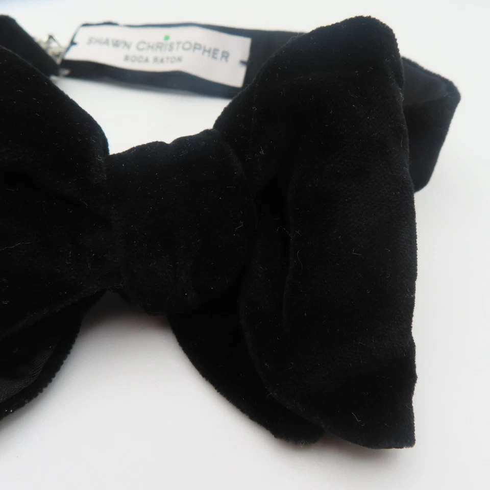 Shawn Christopher Bow Tie Black 3.25" Wide Pre Tied Formal Tuxedo Velvet - Image 2 of 4