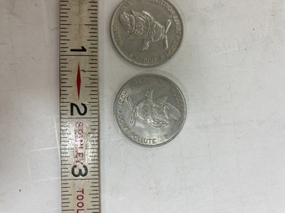 PAIR WOODSY OWL NATIONAL PARK TOKENS - GIVE A HOOT - DON'T POLLUTE