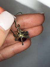 Gold Tone Dragonfly Dangle/Drop Hook Earrings...