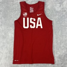 Nike Dri Fit USA Olympic Team Athletic Cut Tank Jersey Size Small Red