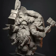 1/24 Scale 80mm Fantasy Dwarf Trio Resin Model Kit – Hammer Warriors Unpainted