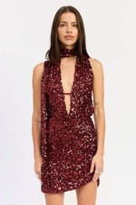 Party Full Sequin Halter Mini Dress