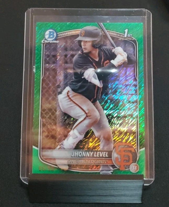 Jhonny Level 2025 Bowman 1st Chrome SP Green Shimmer #'d /99 MINT! Giants!