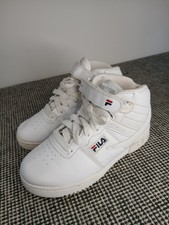 Kids Fila White Trainers Size 1 UK EU 33.5 High Top Junior Shoes