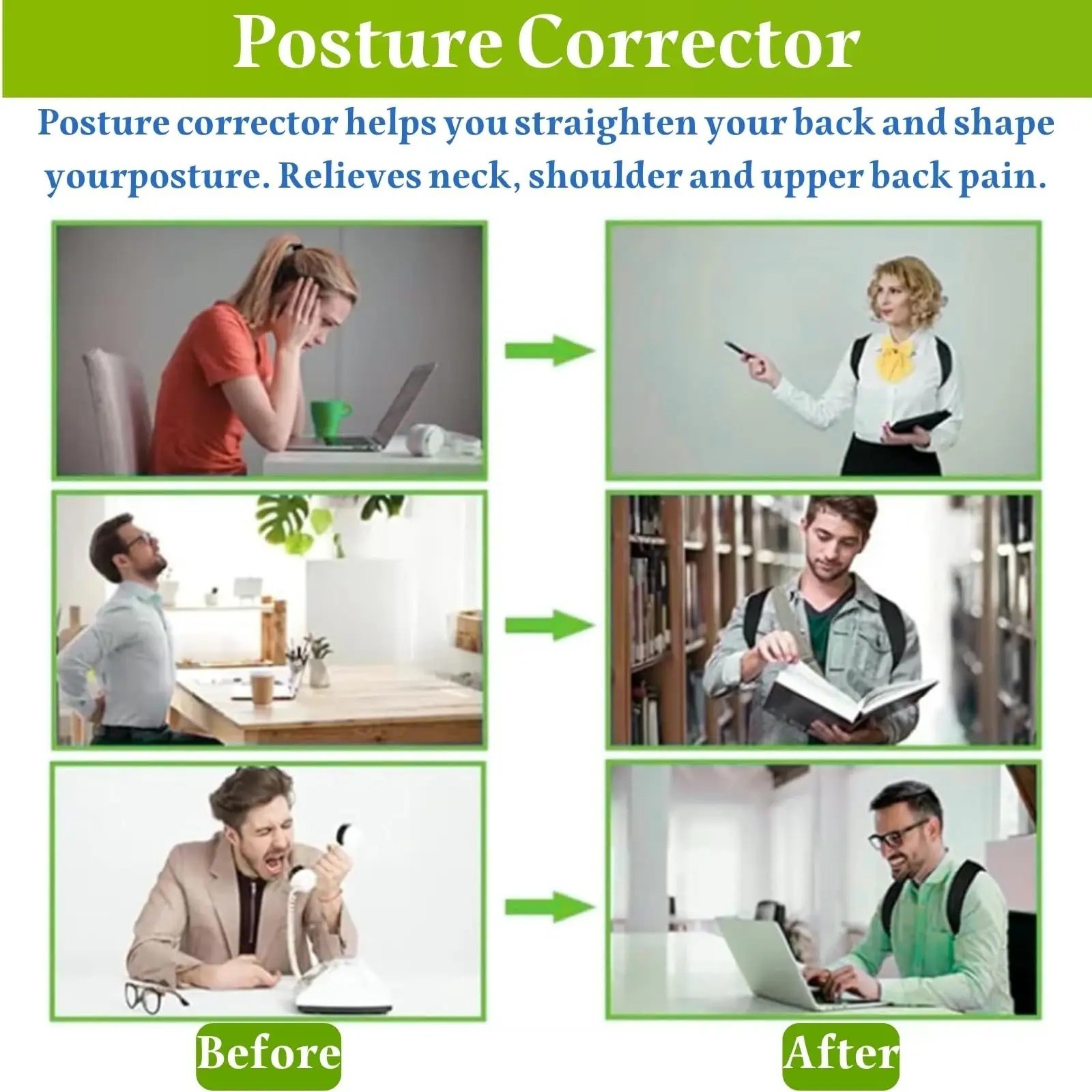 Back Posture Corrector Shoulder Straight Support Brace Belt Therapy Men ...