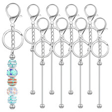 3/8/16/25Pcs Metal Beadable Keychain Bars Blanks for Beads Pendant Jewelry Charm