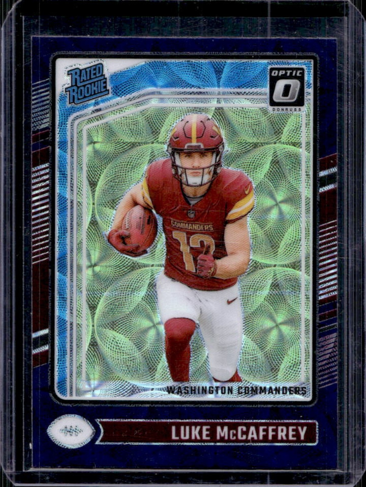 2024 Donruss Optic Luke McCaffrey Blue Scope Rated Rookie #268 Commanders