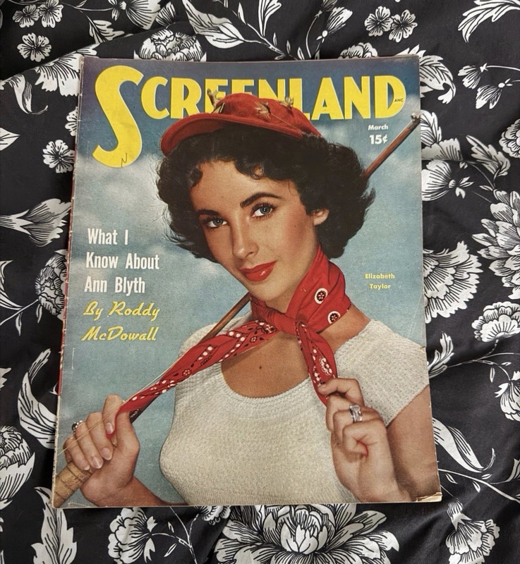 VINTAGE ANTIQUE SCREELNAND 1951 MAGAZINE ELIZABETH TAYLOR COVER DIETRICH BRANDO