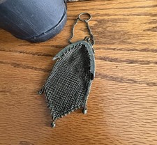 Victorian. Metal Mesh Coin Purse with Finger Chain Handle