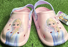 Girls Disney Frozen Elsa Anna Pink Clog Shoes Adjustable Strap EU 33/34