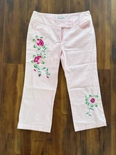 Christian Dior Women’s Floral Stitched Capri Pants Y2K