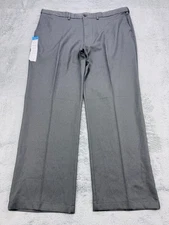 Haggar Dress Pants M 44x32 Charcoal Classic Fit Cool 18 Pro Pleated Stretch NWT
