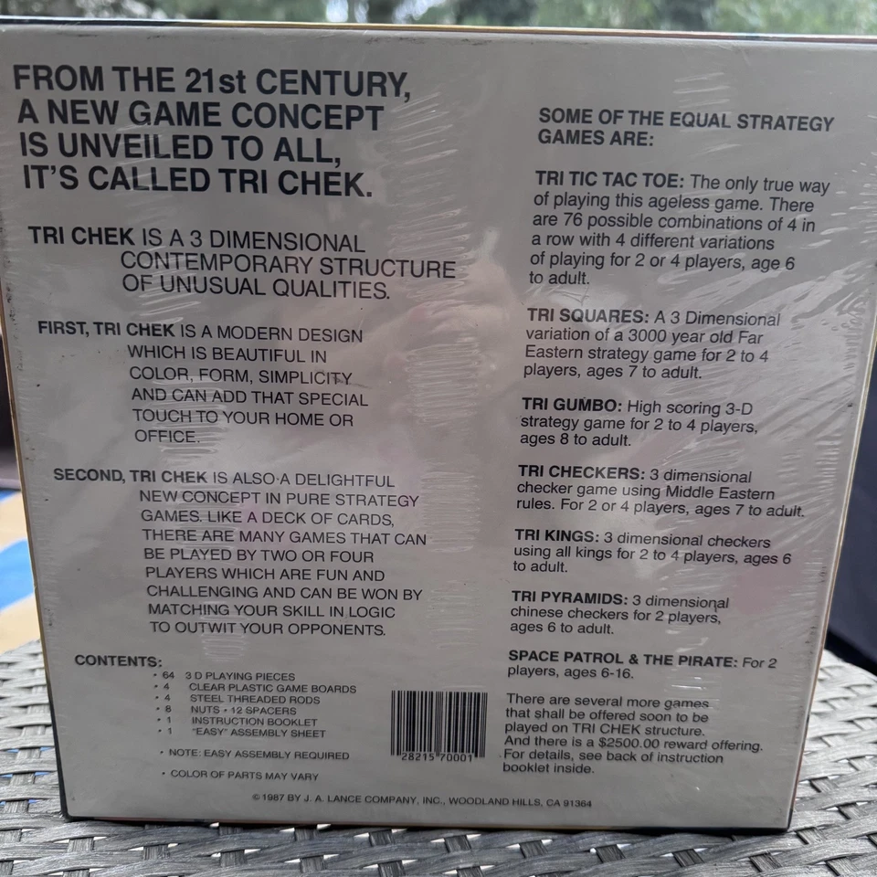 Tri Chek Multiple 3 Dimensional Strategy Game J A Lance Sealed 1987 USA MADE VTG - Image 3 of 4