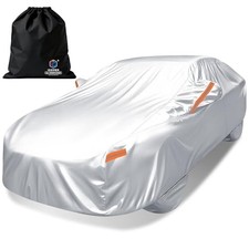 iCOVER Car Cover, Waterproof Fits Sedan Length 185" to 193" Reflective Silver