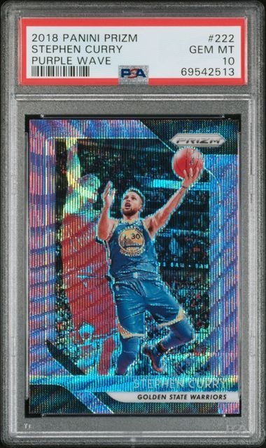2018-19 Panini Prizm Purple Wave Prizm Stephen Curry #222 PSA 10 -- LOW POP!