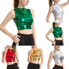 Canotta Donna Top Effetto Bagnato Clubwear Moda collo a Lupetto Festa Canottiere