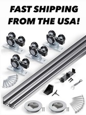 60"/5FT Bypass Sliding Door Hardware Kit Cabinet Closet Aluminum Alloy SEALED