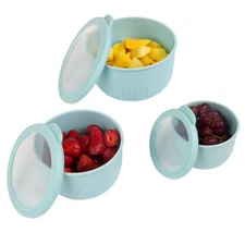 Set of 3 Bowls with Lids - Microwave, Freezer, and Fridge Safe Nesting Mixing Bo